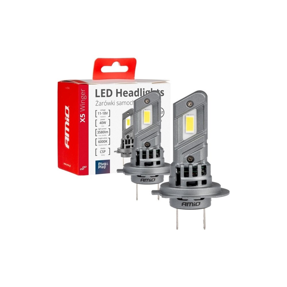Amio AMiO LED-lampor för bilar x5-serien winger h7 6000k canbus a...
