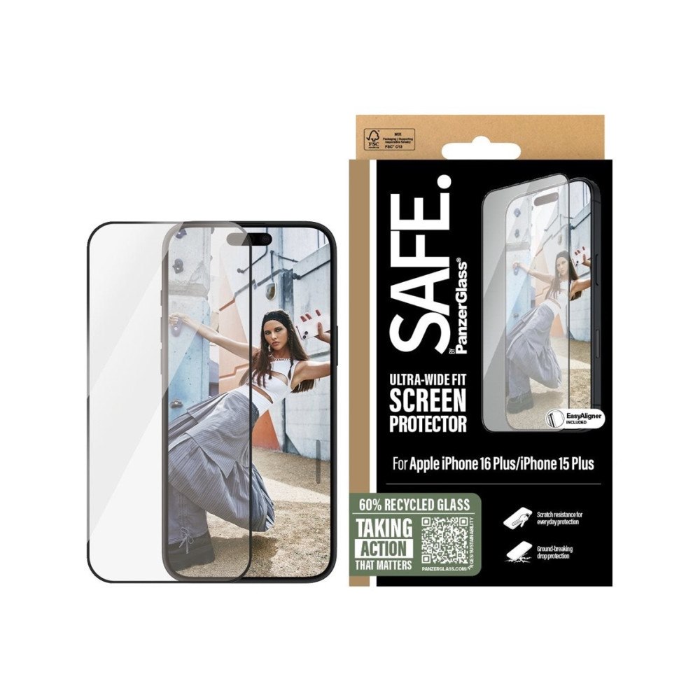 PanzerGlass SAFE. by PanzerGlass - skärmskydd för mobiltelefon - ultrabred passning