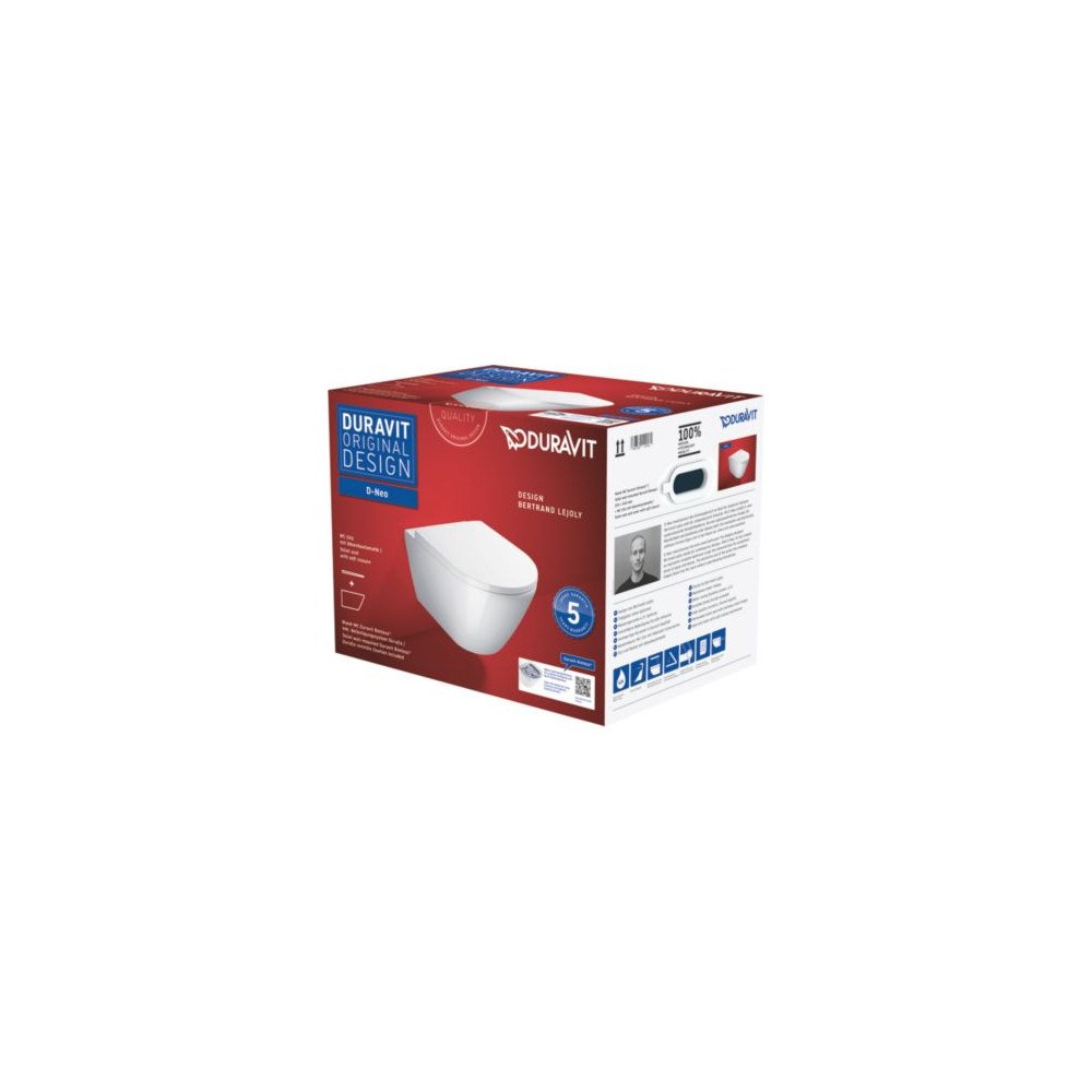 DURAVIT DURAVIT D-Neo vit högblank Rimless vägghängd toalett 370×540...