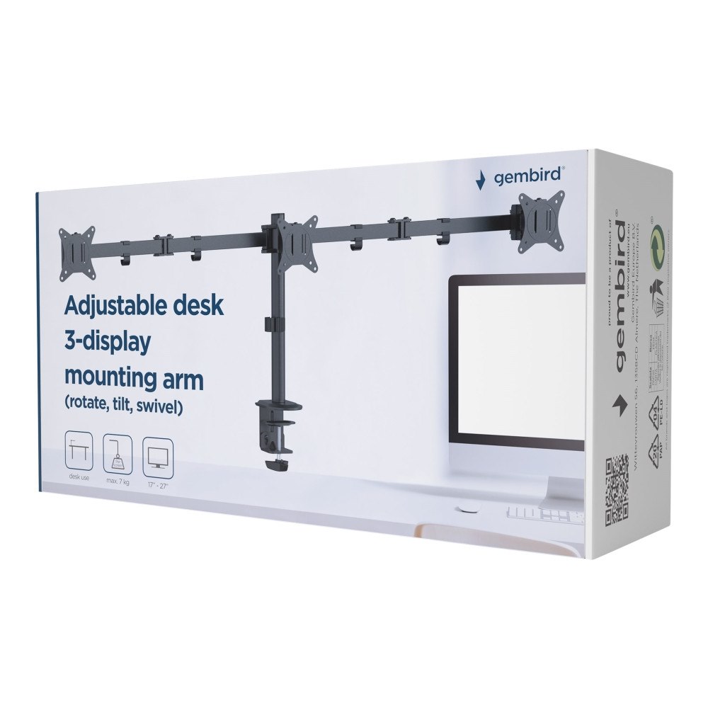 Gembird Gembird MA-D3-01 monteringssats - för 3 monitorer - svart av fin textur