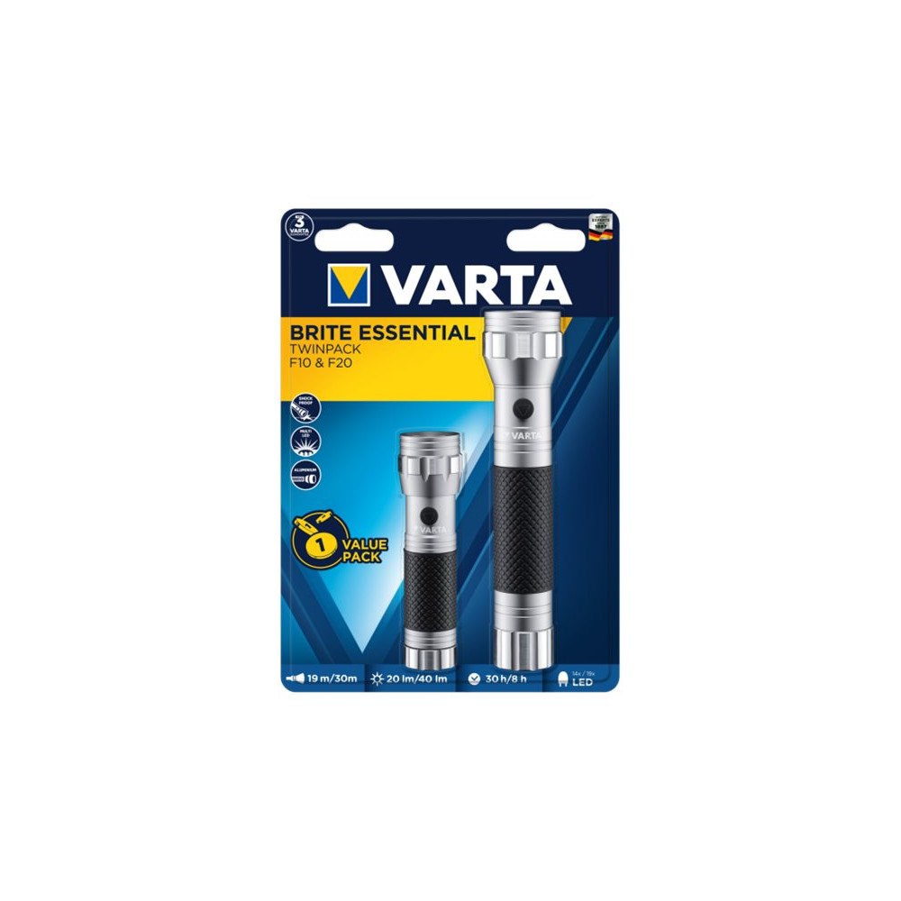 Varta Varta Brite Essential Twinpack F10 / F20 - ficklampa - LED (paket om 2)