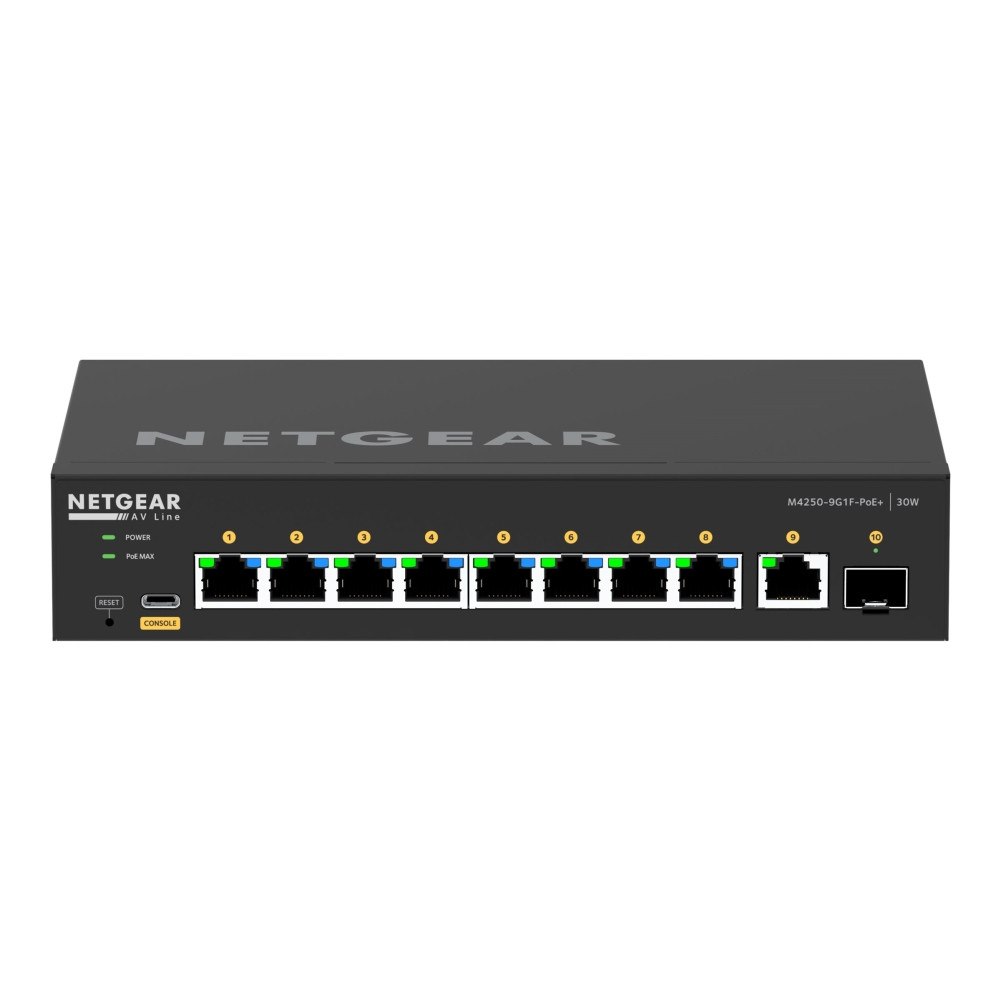 Netgear NETGEAR AV Line M4250-9G1F-PoE+ - switch - 10 portar - Administrerad