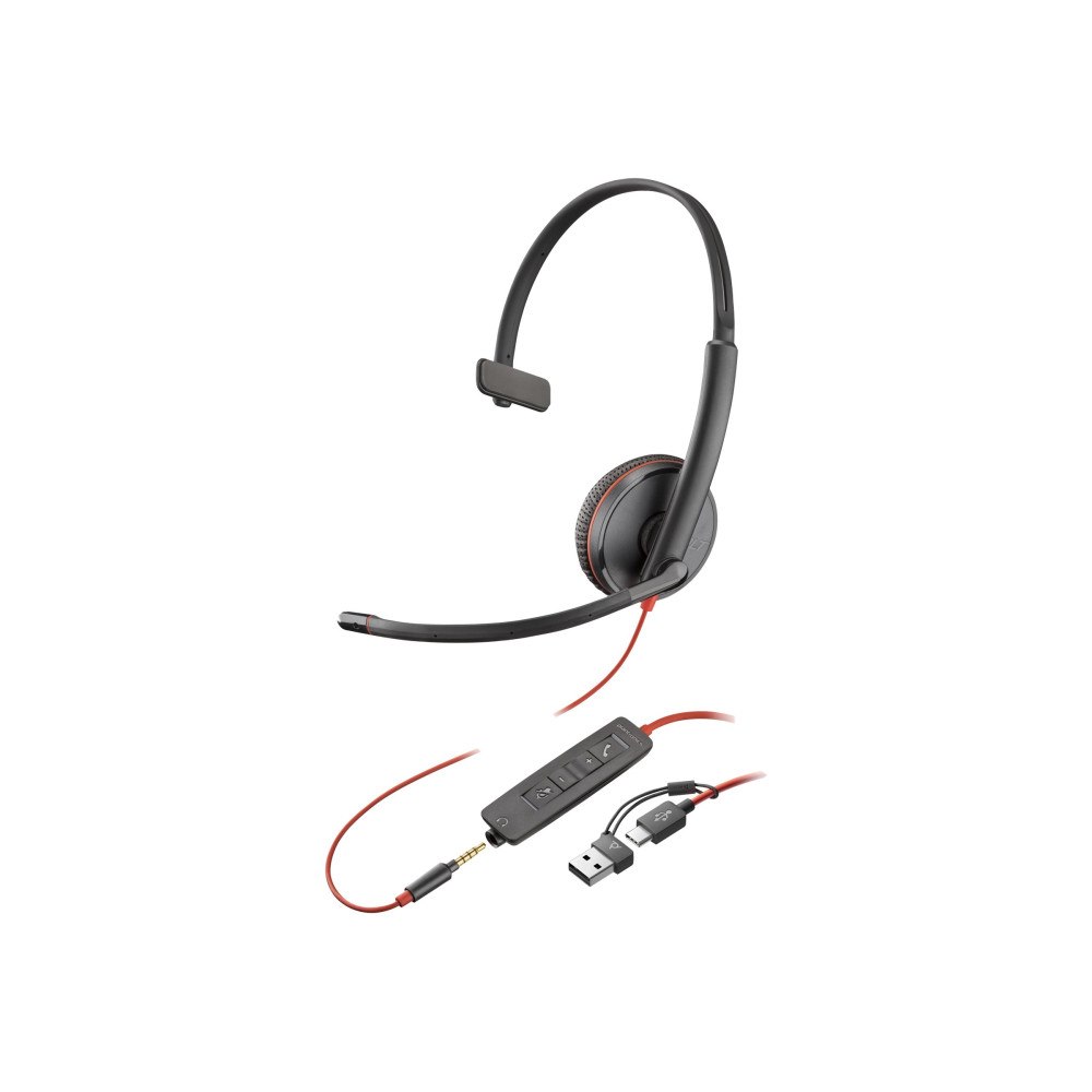 Plantronics HP Poly Blackwire 3215 - headset - 3,5 mm kontakt, USB-C