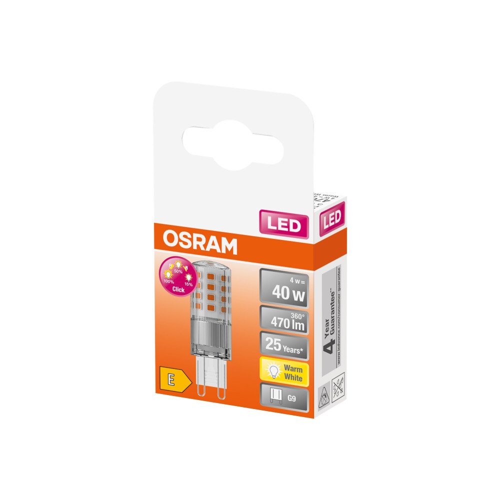 OSRAM OSRAM LED STAR+ - LED-glödlampa - form: PIN - klar finish - G9 - 4 W - varmt vitt ljus - 2700 K