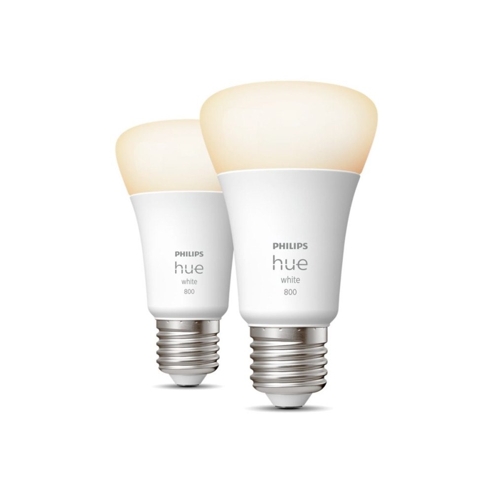 Philips HUE Philips Hue White - LED-glödlampa - form: A60 - E27 - 9 W - mjukt varmt vitt ljus - 2700 K (paket om 2)