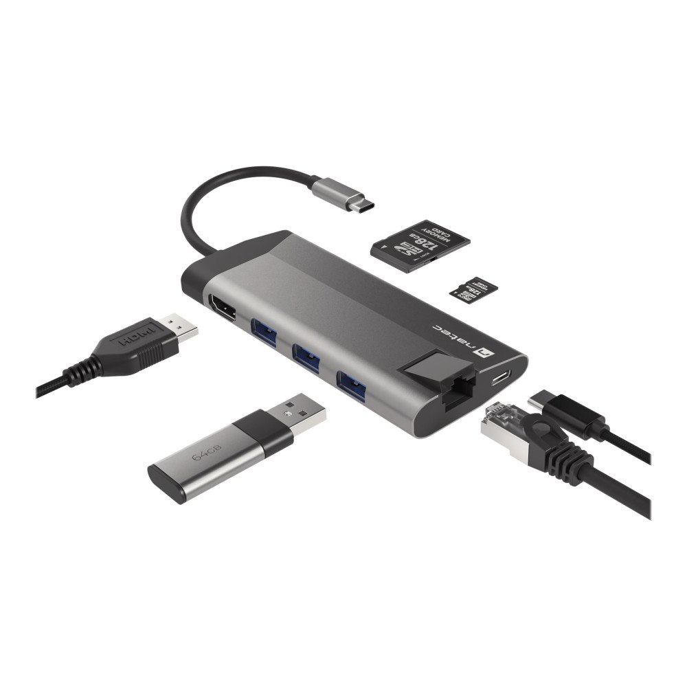 NATEC Natec Fowler Plus - dockningsstation - USB-C - HDMI - 1GbE