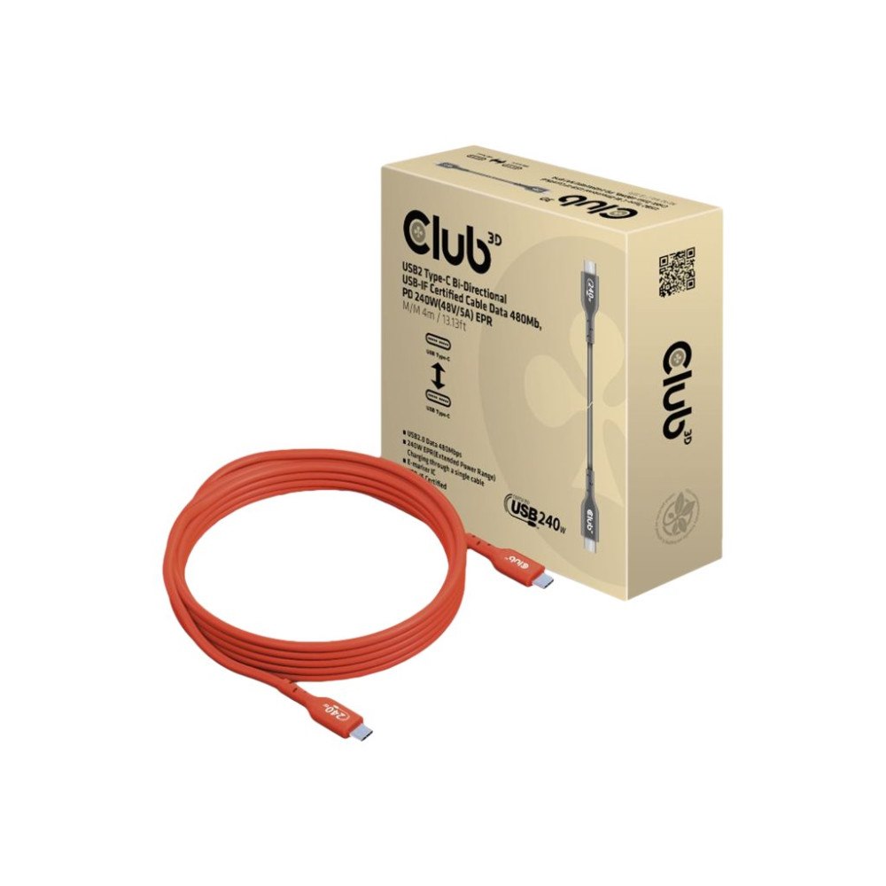 Club 3D Club 3D - USB typ C-kabel - 24 pin USB-C till 24 pin USB-C - 4 m