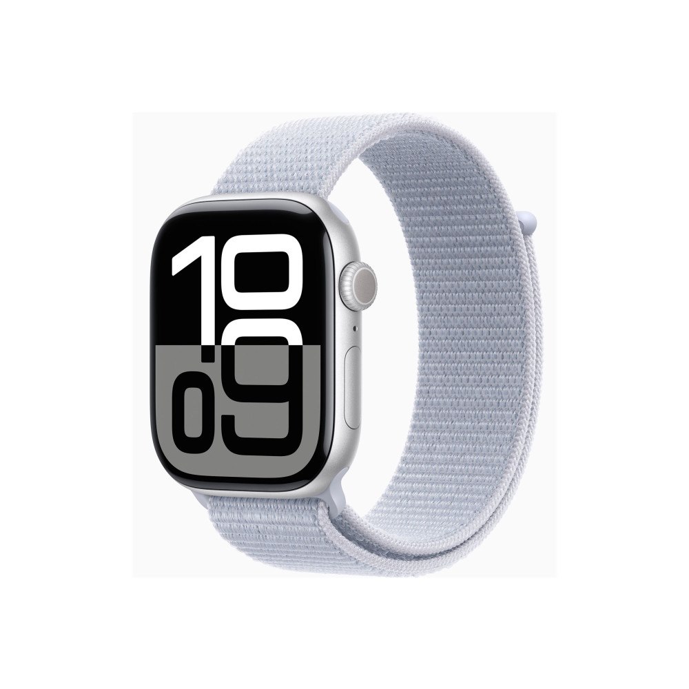 Apple Apple Watch Series 10 (GPS + Cellular) - silveraluminium - smart klocka med sportögla - blå moln - 64 GB