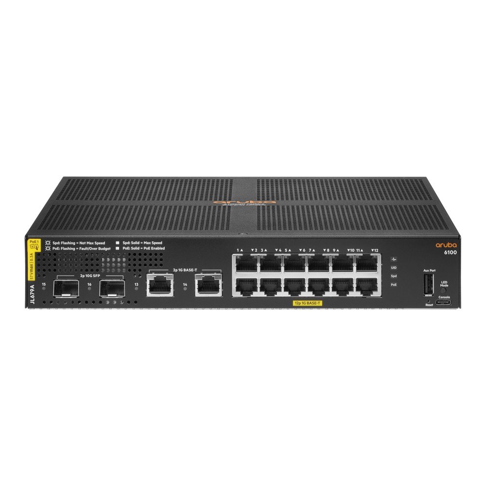 Aruba Networks HPE Aruba 6100 12G Class4 PoE 2G/2SFP+ 139W Switch - switch - 16 portar - Administrerad - rackmonterbar