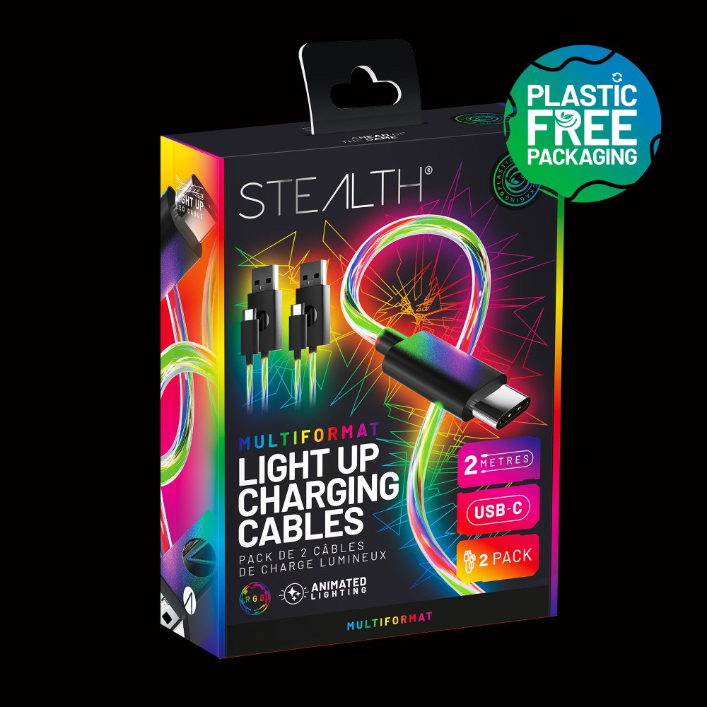 Stealth Stealth Light Up Charging Cables Multiformat - 2m Twin Pack
