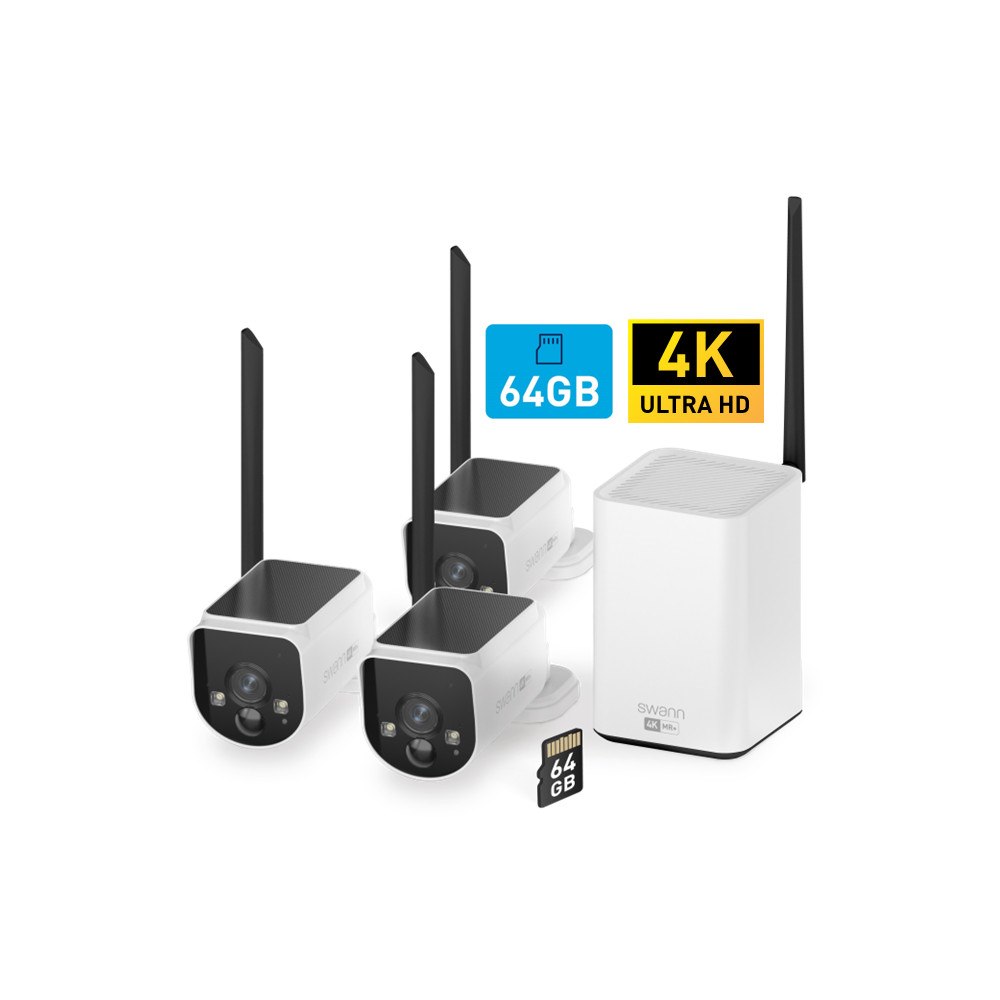 Swann Swann MaxRanger4K™ 3-Pack Trådlös Kamera Övervakningssystem inkl 64GB SD Card Hub