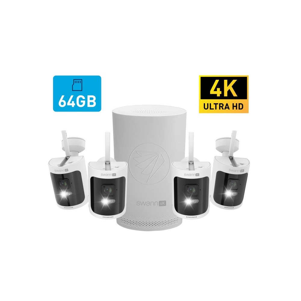 Swann SWANN Allsecure4K™ 4-Pack Trådlöst Övervakningskamerasystem inkl 64GB SD Card Hub