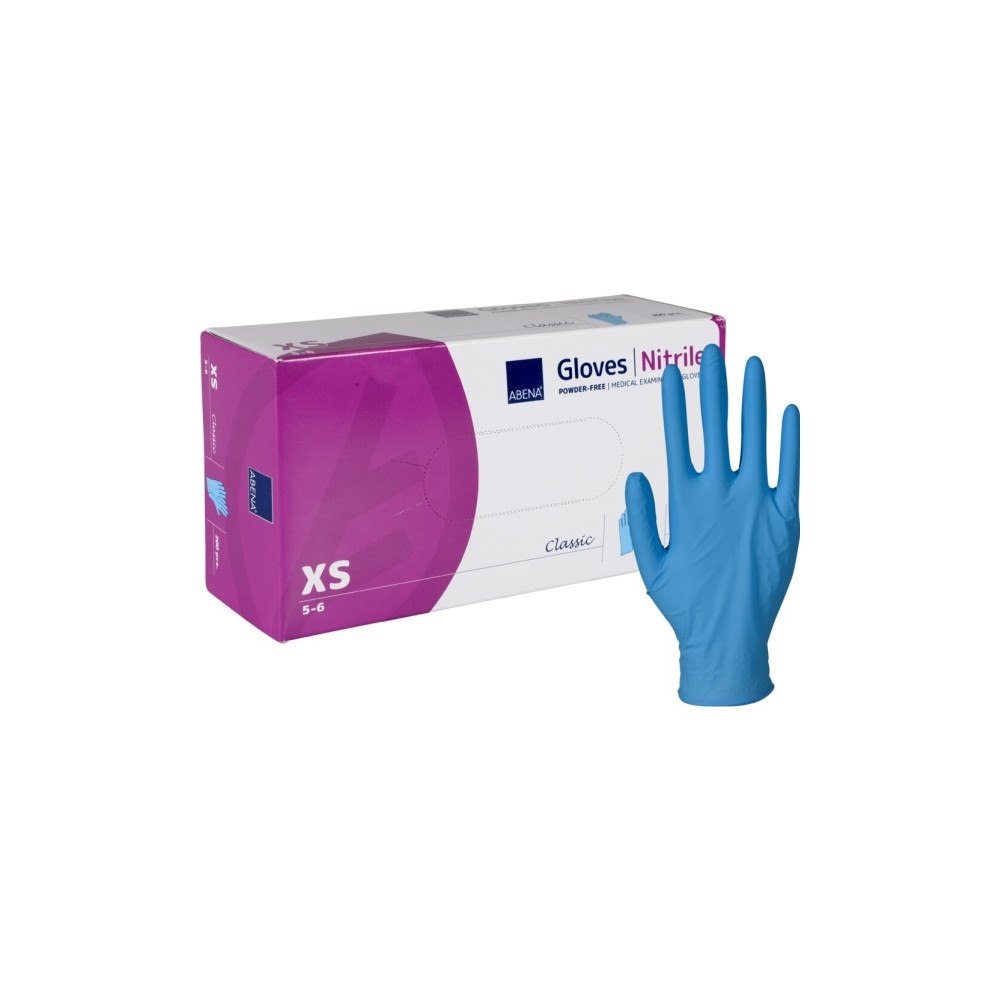 Abena Undersökningshandske, ABENA Classic, XS, blå, nitril, puderf...