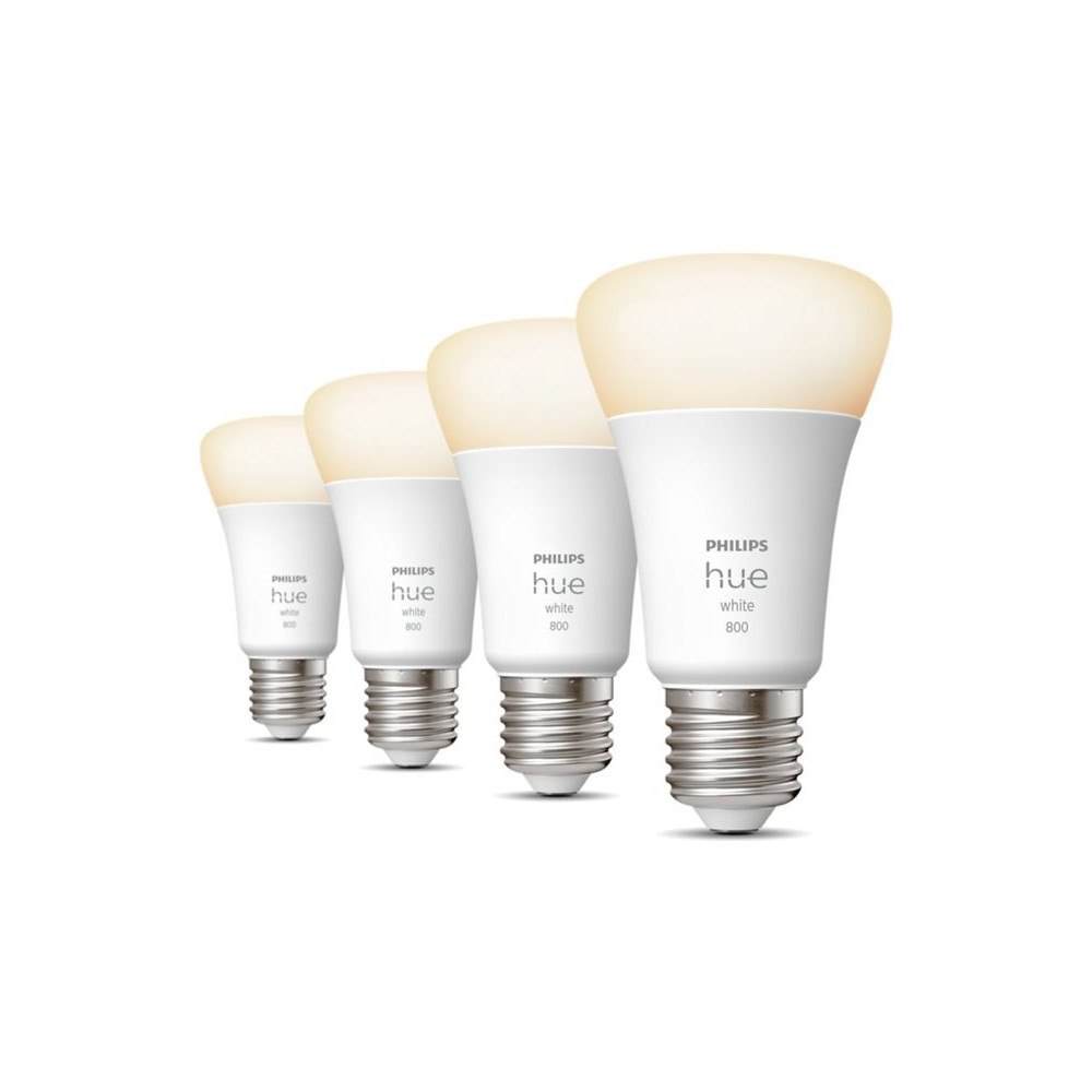 Philips HUE Philips Hue White - LED-glödlampa - form: A60 - E27 - 9 W - varmt vitt ljus - 2700 K (paket om 4)