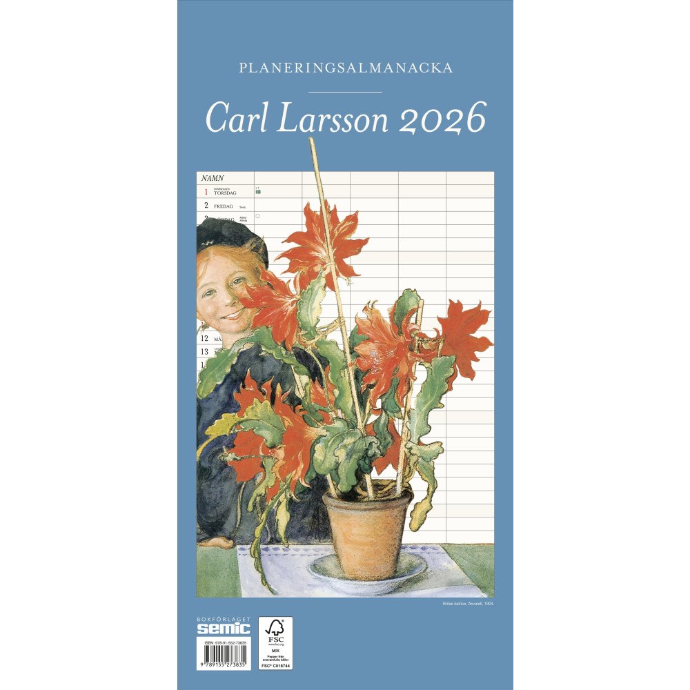 Bokförlaget Semic Carl Larsson Planeringsalmanacka 2026 (bok, spiral)