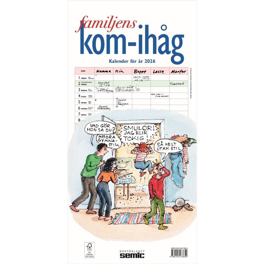Bokförlaget Semic Familjens kom-ihåg-kalender 2026 (bok, spiral)