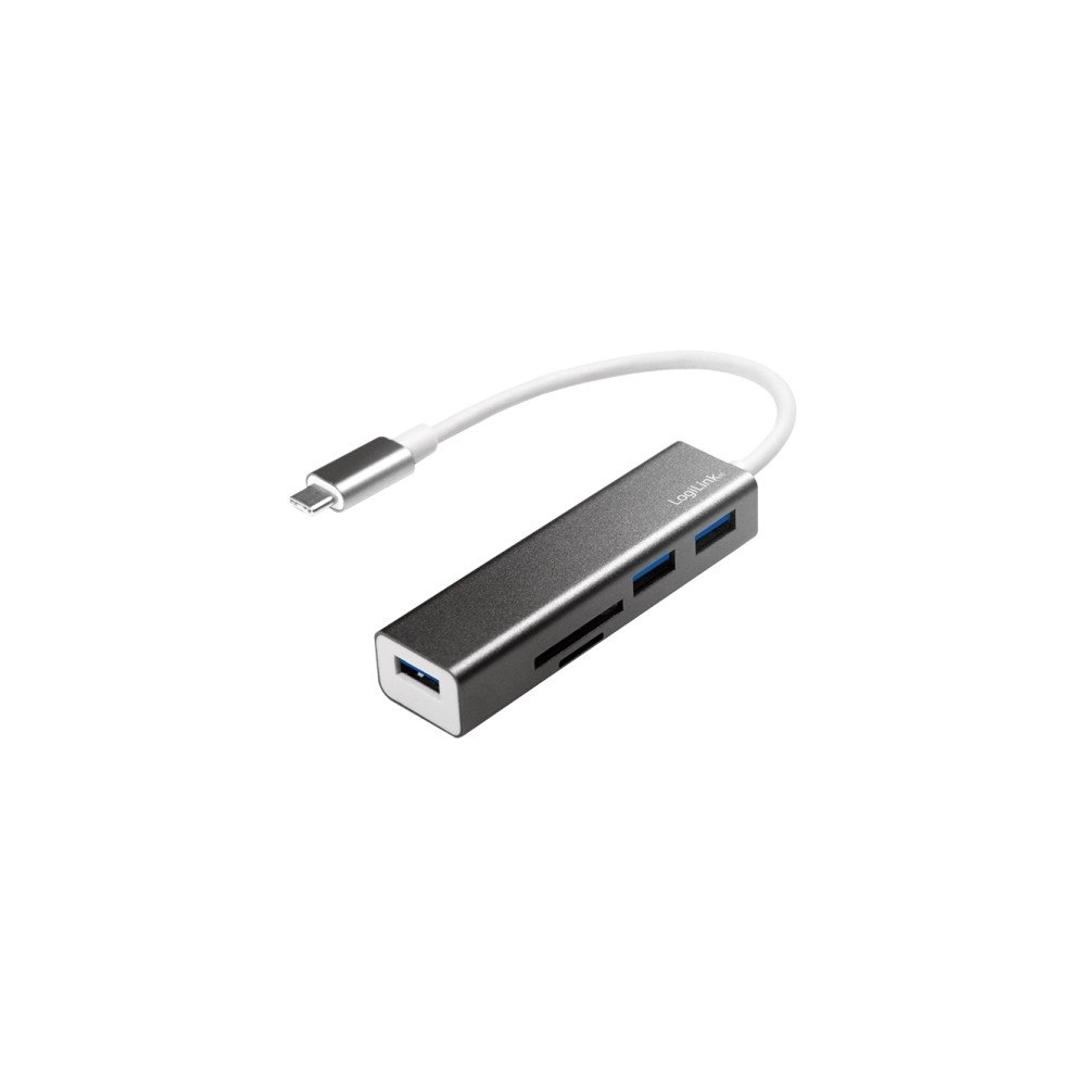 LogiLink LogiLink USB-C 3-Port Hub with Card Reader - hubb - 3 portar