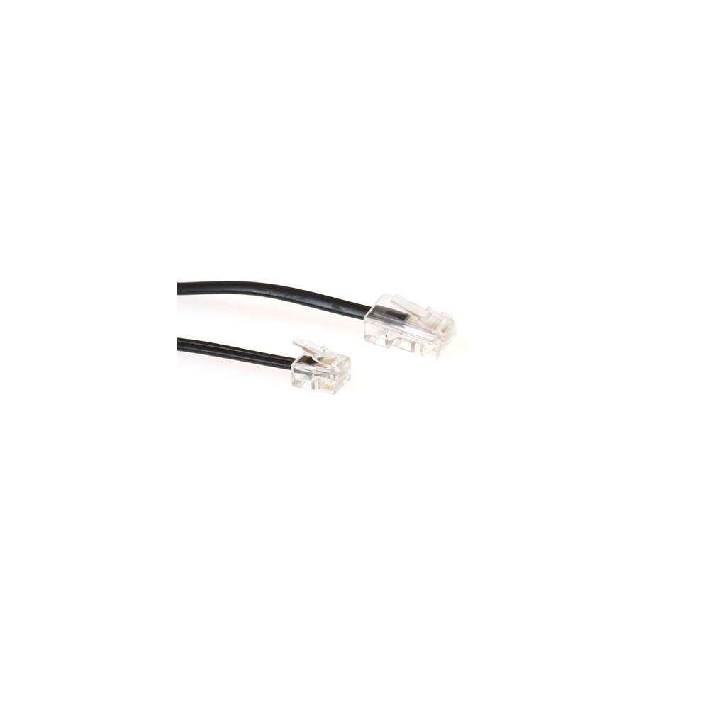 ACT ACT Black 2 meter flat telephone cable with RJ11 and RJ45 co...