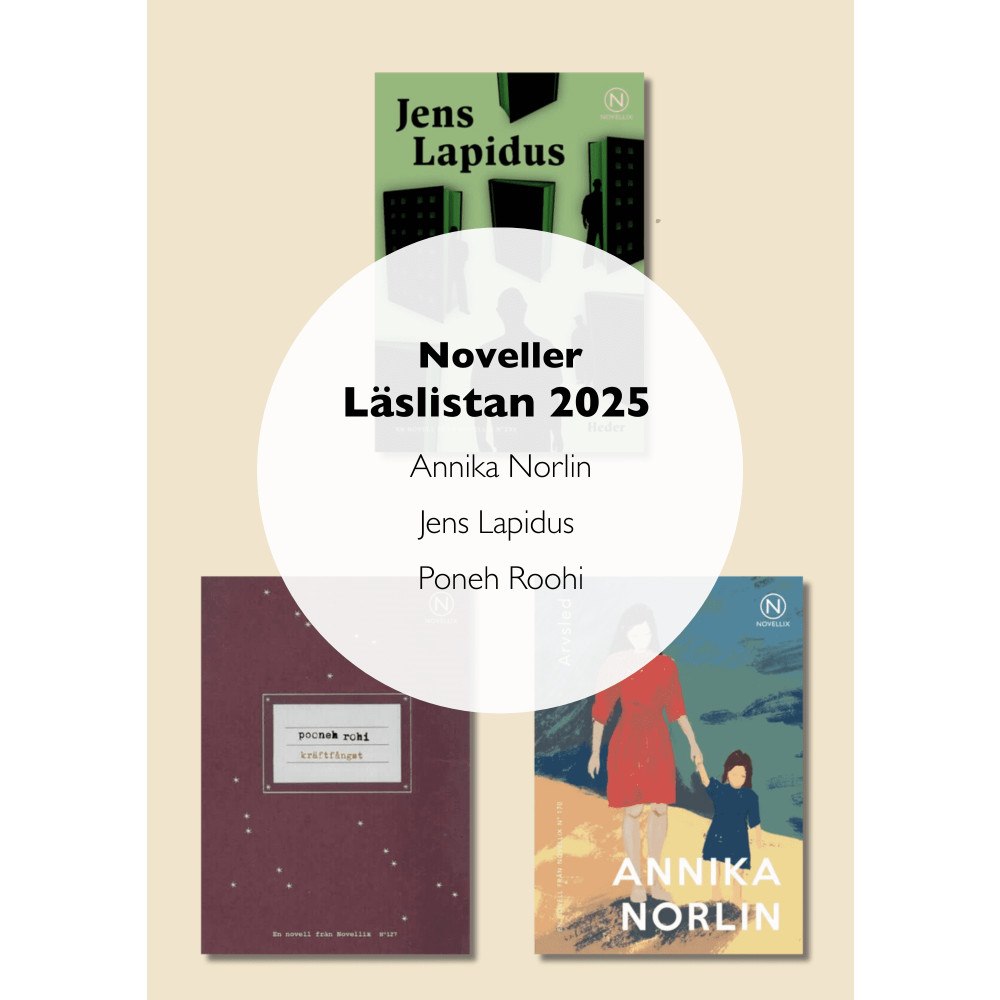 Novellix Noveller Läslistan 2025: Annika Norlin, Jens Lapidus och Poneh Roohi. (häftad)