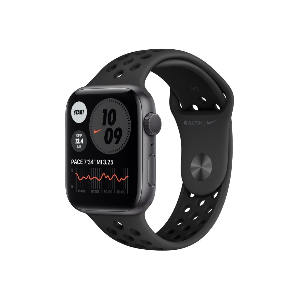 Apple Apple Watch Nike Series 6 (GPS) - rymdgrå aluminium - smart klocka med Nike sportband - antracit/svart - 32 GB