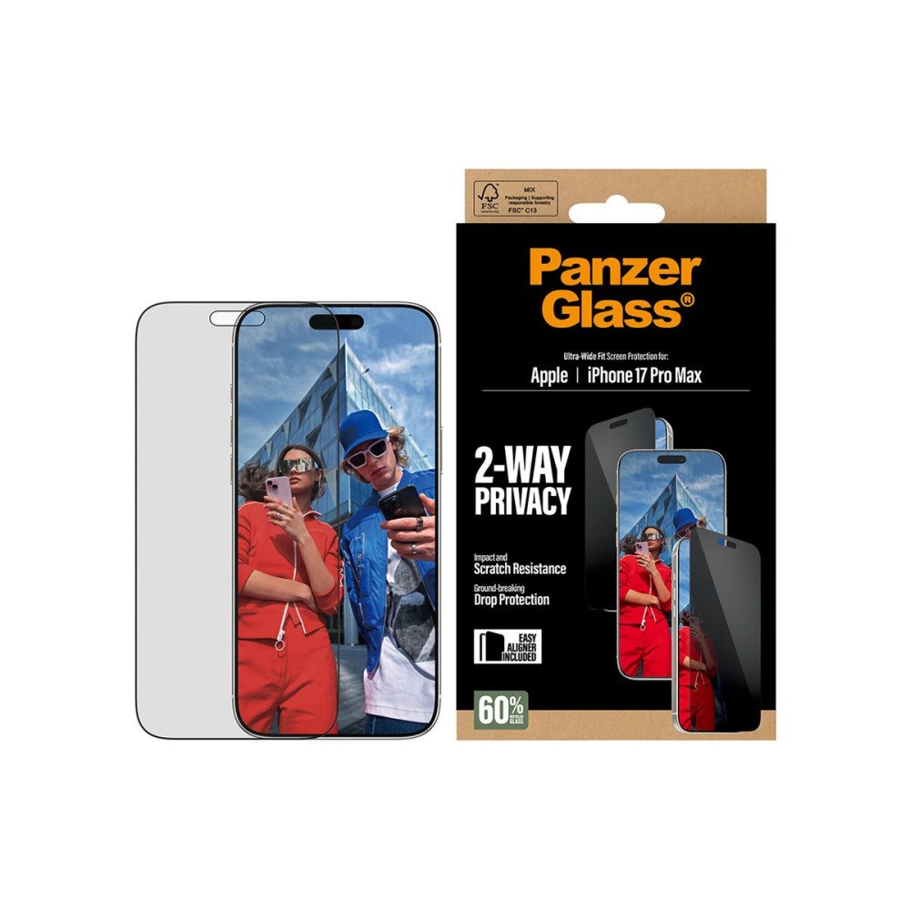 PanzerGlass PanzerGlass Privacy - skärmskydd för mobiltelefon - ultrabred passning med EasyAligner