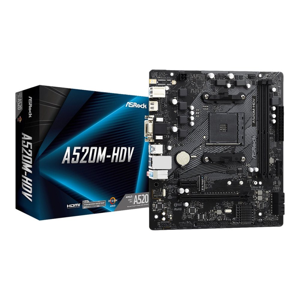 ASRock ASRock A520M-HDV - moderkort - micro ATX - Socket AM4 - AMD A520