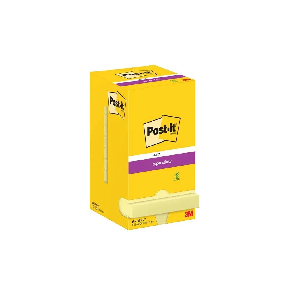 Post-it Post-it Super Sticky Notes, ultragul, 76 mm x 76 mm, pakke a...