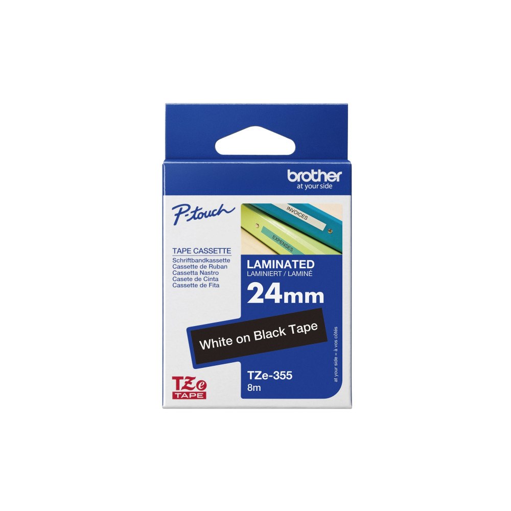 Brother Brother TZe-355 - bandlaminat - 1 kassett(er) - Rulle ( 2,4 cm x 8 m)