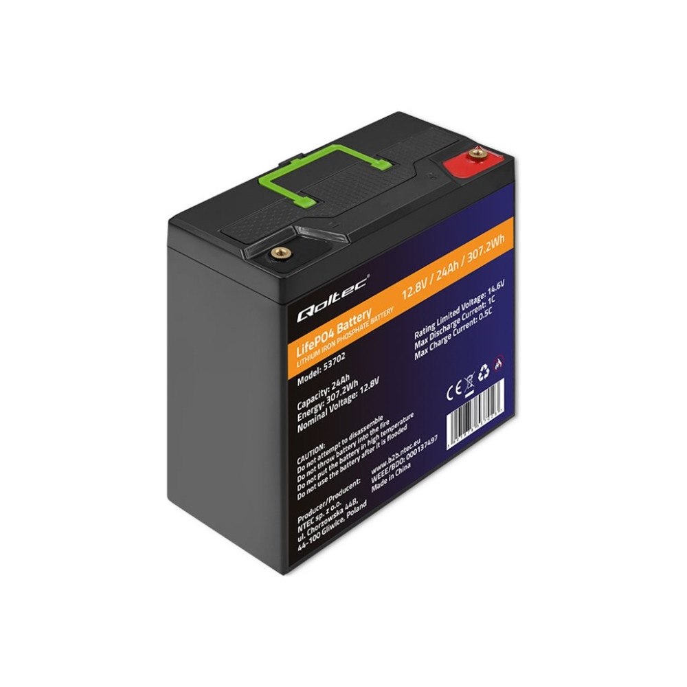 Qoltec Qoltec - batteri - 12,8V, BMS - LiFePO4 - 24 Ah - 307.2 Wh