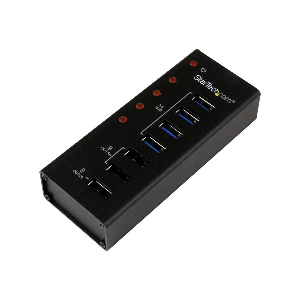 StarTech.com StarTech.com USB 3.0-hubb med 4 portar plus 3 dedicerade USB-laddningsportar (2x 1A & 1x 2A) – väggmonterbart metallhölj...