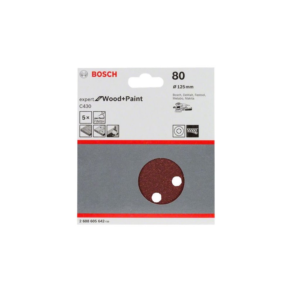 Bosch Group Bosch Expert for Wood and Paint C430 - sandpapperssats - för trä, målarfärg - 5 delar