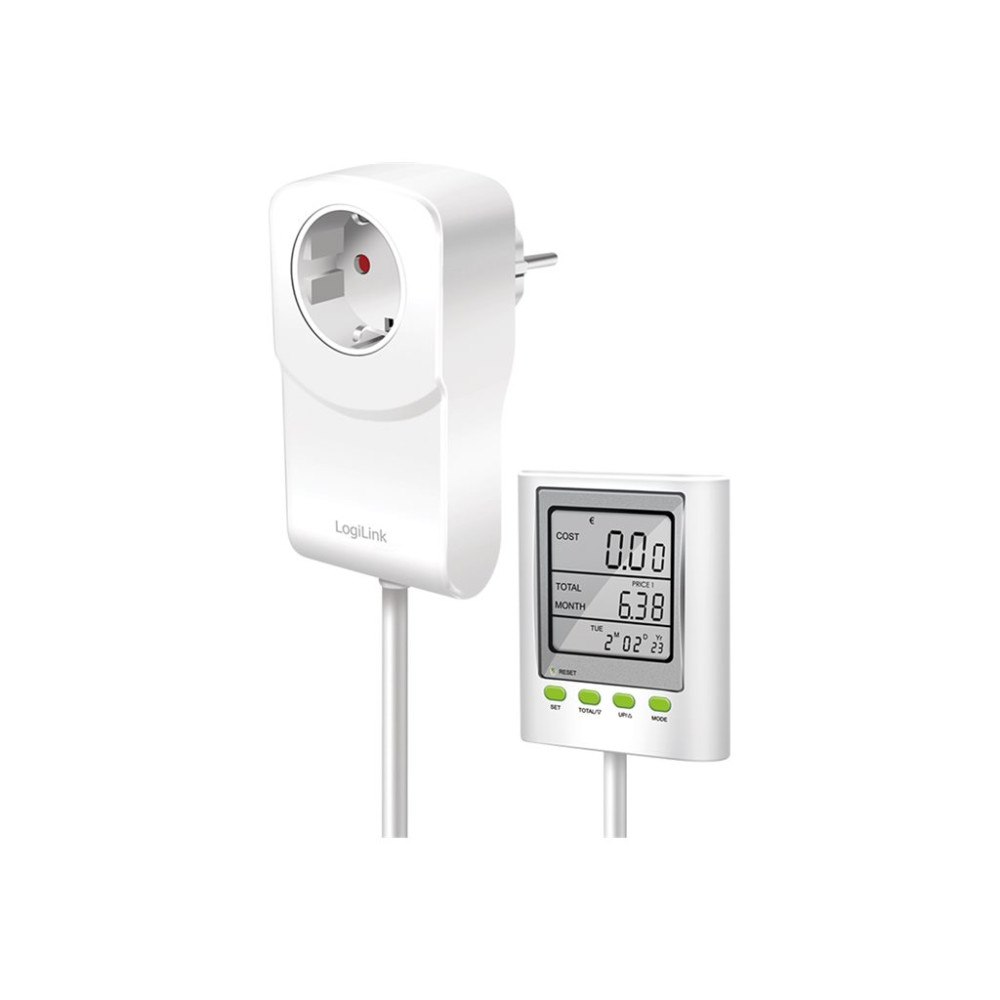 2direct LogiLink - ström-/energimätare - with CO2 emissions calculation & extending cable