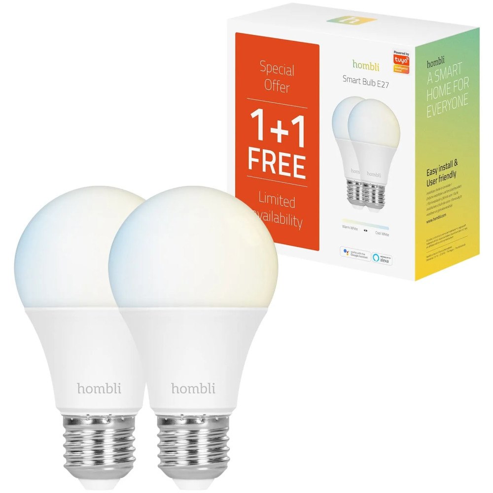 Hombli Hombli Smart Bulb E27, Smart glödlampa, Wi-Fi, Vit, LED, Pla...