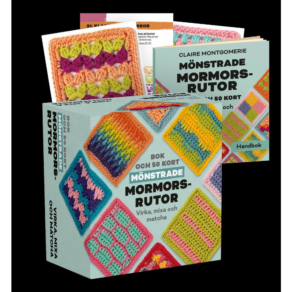 Claire Montgomerie Mönstrade mormorsrutor Bok och 50 kort: Virka, mixa och matcha (häftad)