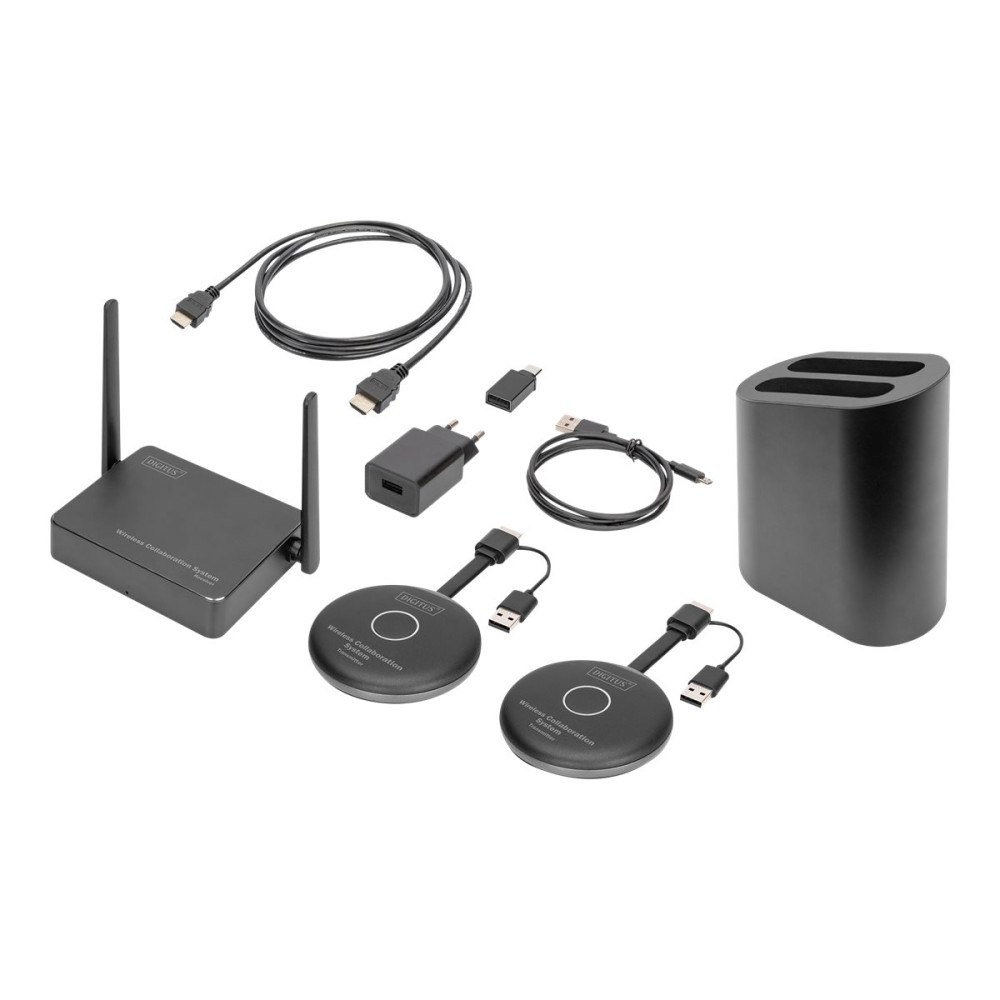 Digitus DIGITUS Wireless Collaboration System - 2 Transmitters + 1 Receiver - trådlös ljud-/videoförlängare - 802.11a, 802.11b/g...