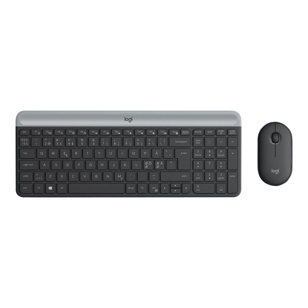 Logitech Logitech Slim Wireless Combo MK470 - sats med tangentbord och mus - Nordisk - grafit Inmatningsenhet