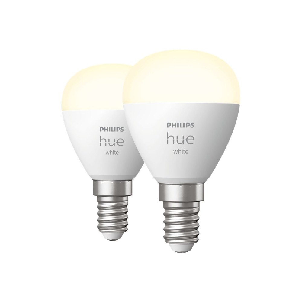 Philips Philips Hue White - LED-glödlampa - form: P45 - E14 - 5.7 W - varmt vitt ljus - 2700 K (paket om 2)