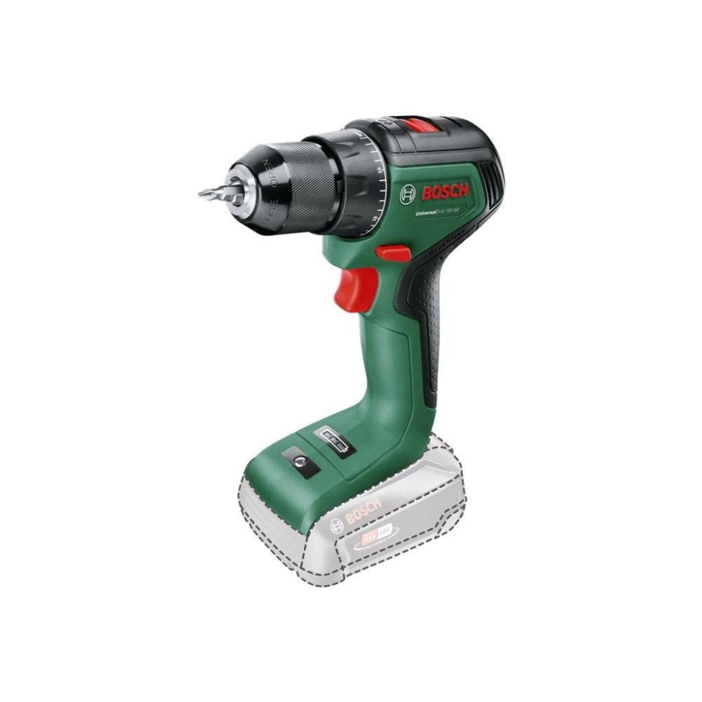 Bosch Bosch UniversalDrill 18V-60 - borr/drivare - sladdlös - 2 hastigheter - inget batteri, ingen laddare