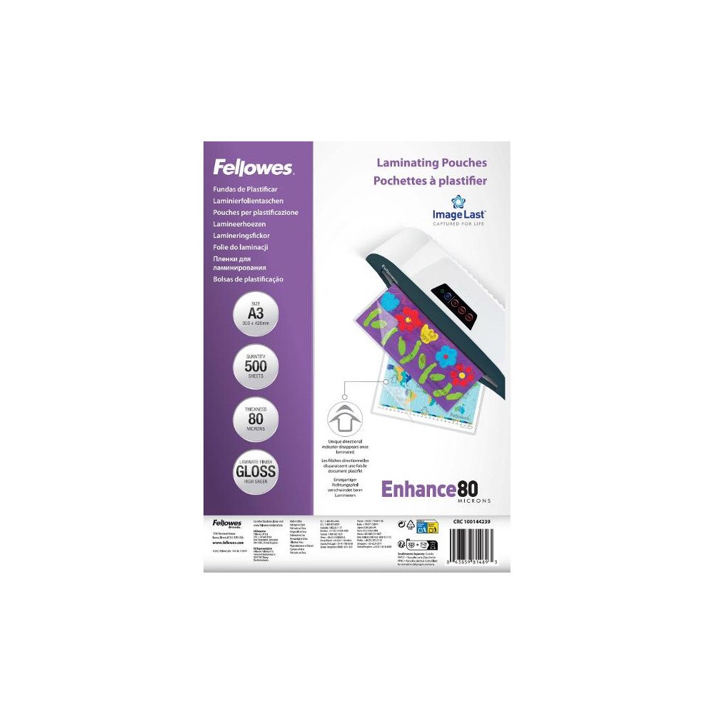 FELLOWES Laminat FELLOWES A3 80mic klar 500/fp