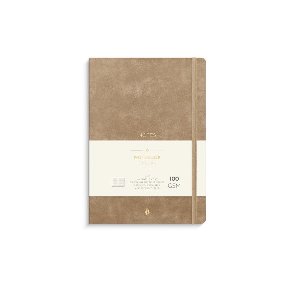 Burde Ant.bok BURDE Deluxe A5 linj smooth beig
