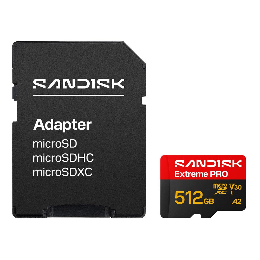 SANDISK MicroSD Extreme Pro 512GB 512GB 250/170MB/s C10 UHS U3 V30 A1 Adapter