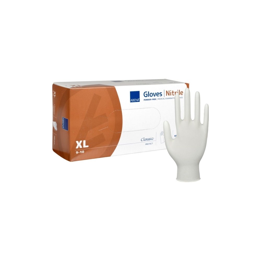 Abena Undersökningshandske, ABENA Classic Protect, XL, vit, nitril...