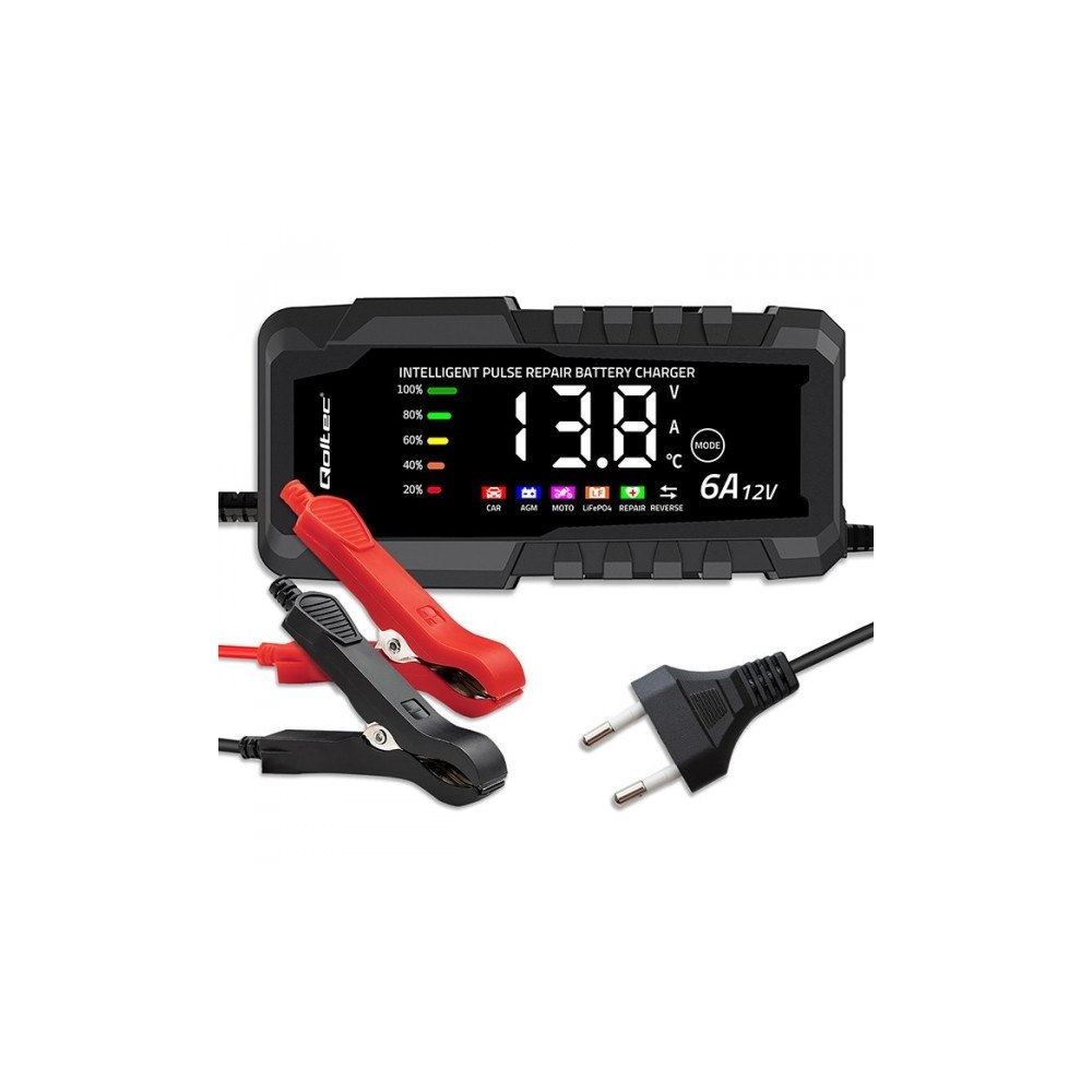 Qoltec Qoltec intelligent mikroprocessorbaserad laddare 12V 6A | Li...