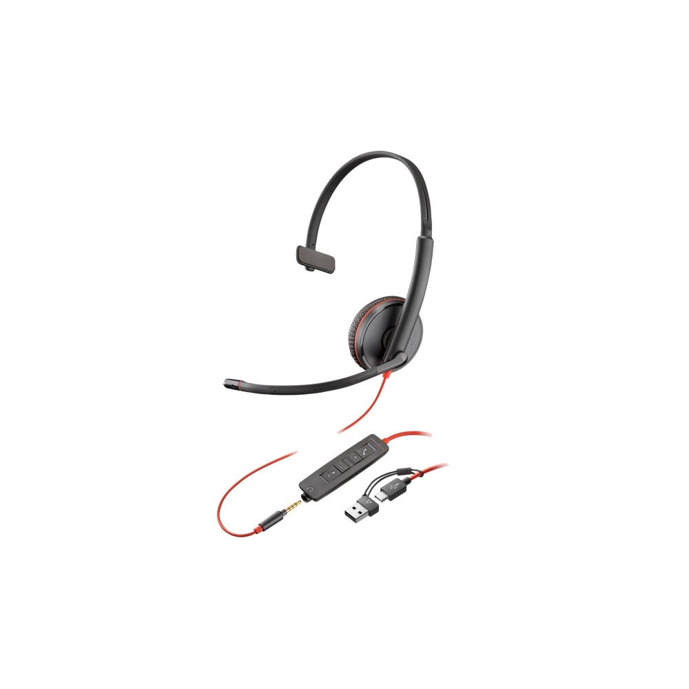 Plantronics HP Poly Blackwire 3215 - headset - 3,5 mm kontakt, USB-C