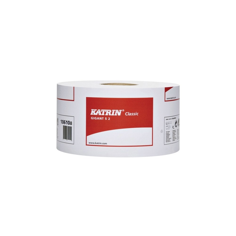 KATRIN Katrin Classic Gigant S 2 - toalettpapper - 1600 ark - rulle - 200 m - vit (paket om 12)