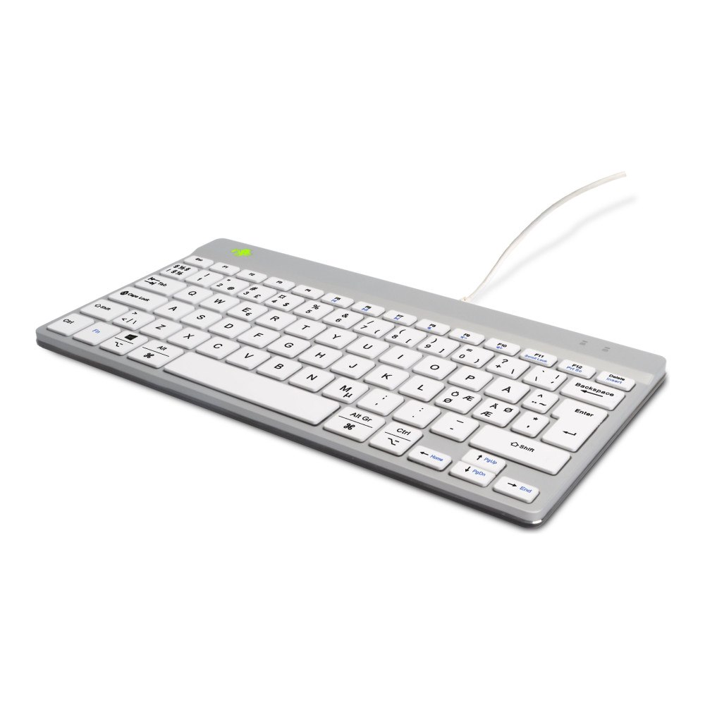 R-Go Tools R-Go Compact Break - tangentbord - med integrerad bromsindikator - QWERTY - Nordisk - vit Inmatningsenhet