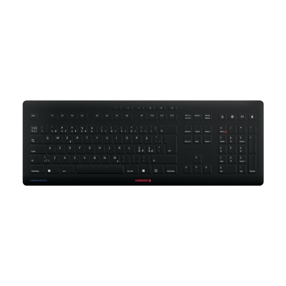 CHERRY CHERRY STREAM PROTECT - tangentbord - QWERTY - hela norden - svart Inmatningsenhet