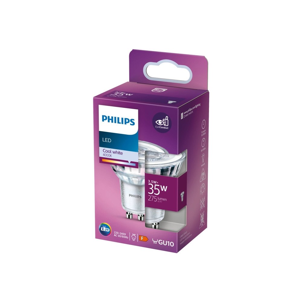 Philips Philips LED Classic - LED-spotlight - GU10 - 3.5 W - svalt vitt ljus - 4000 K