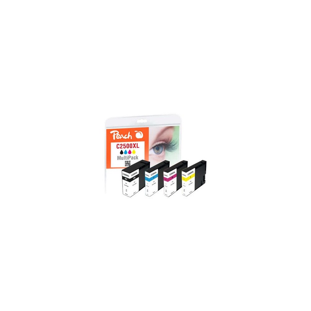 Peach Peach Combi-Pack C2500XL - 4-pack - svart, gul, cyan, magenta - kompatibel - bläckpatron (alternativ för: Canon PGI-2500...