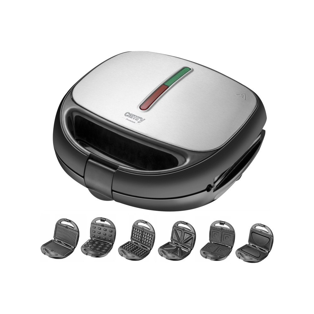ADLER Camry Premium CR 3057 - grill/sandwich/waffle/nut/omelet maker - svart/silver